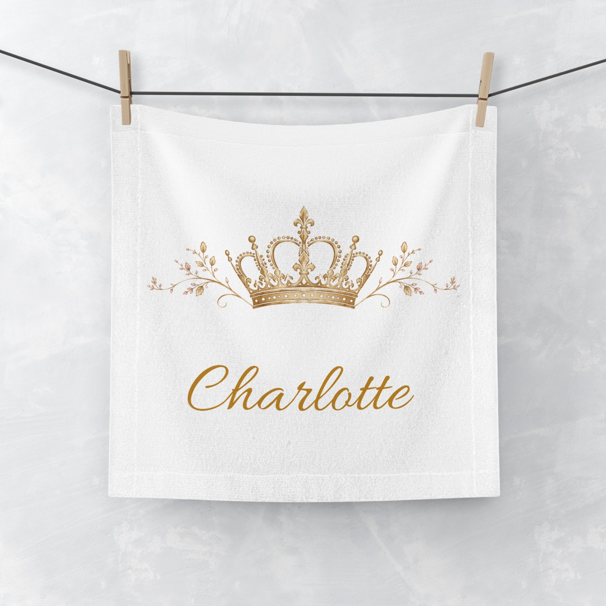 Personalized luxury face towel with elegant royal-inspired design