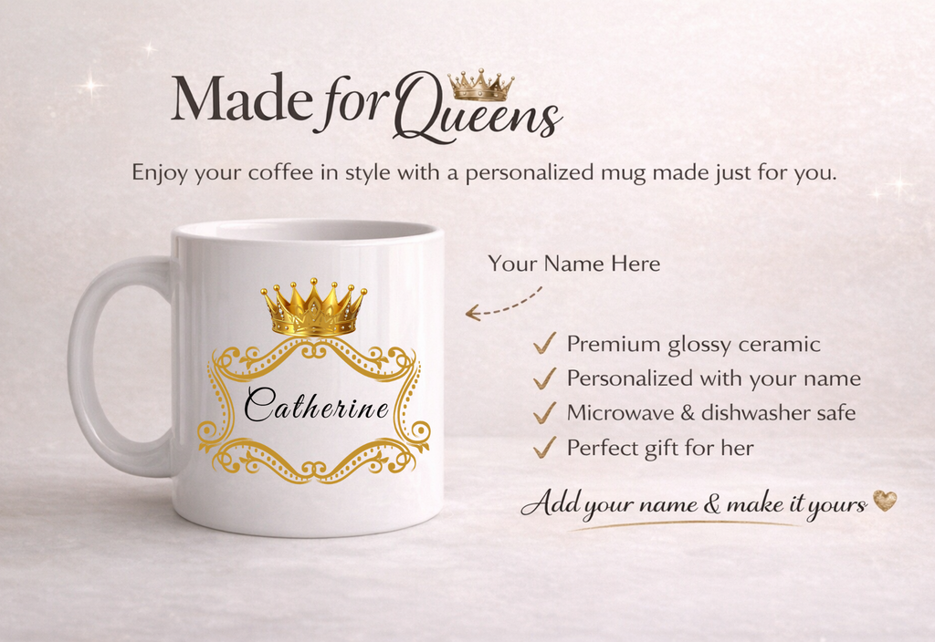 Gold Crown  Mug – Personalized Royal Name Coffee Cup (11oz & 15oz)
