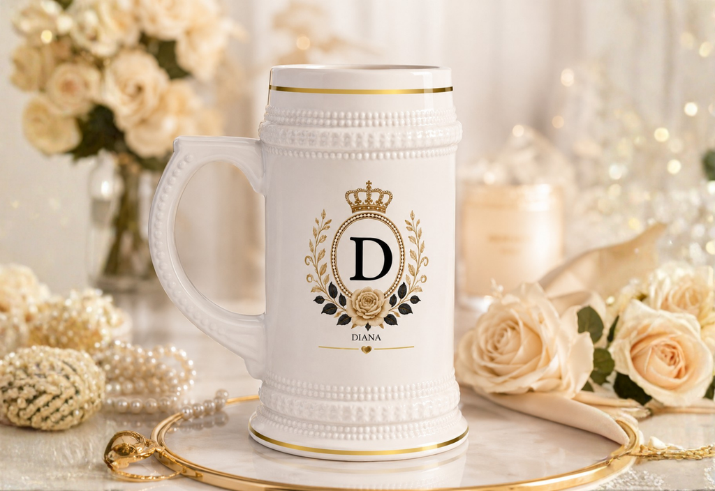 Personalized Queen Beer Stein Mug – Custom Name Luxury Ceramic