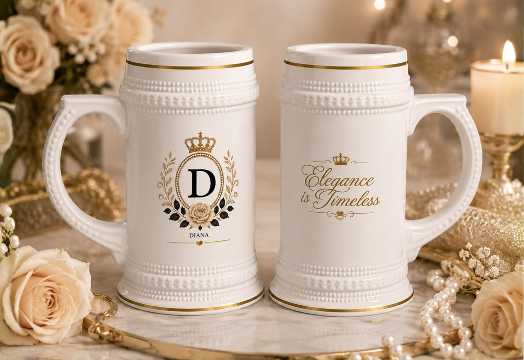 Personalized Queen Beer Stein Mug – Custom Name Luxury Ceramic