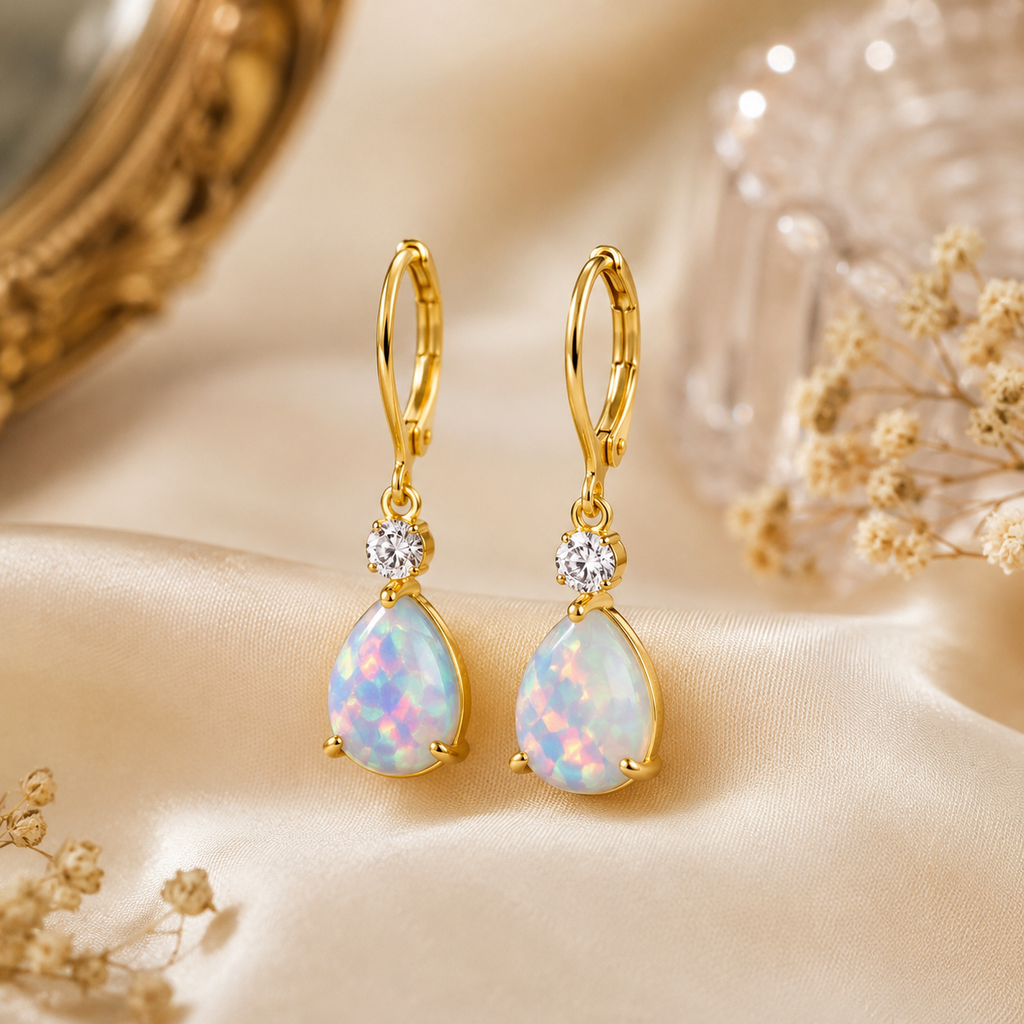 Royal Opal Teardrop Earrings – Timeless Elegance Collection