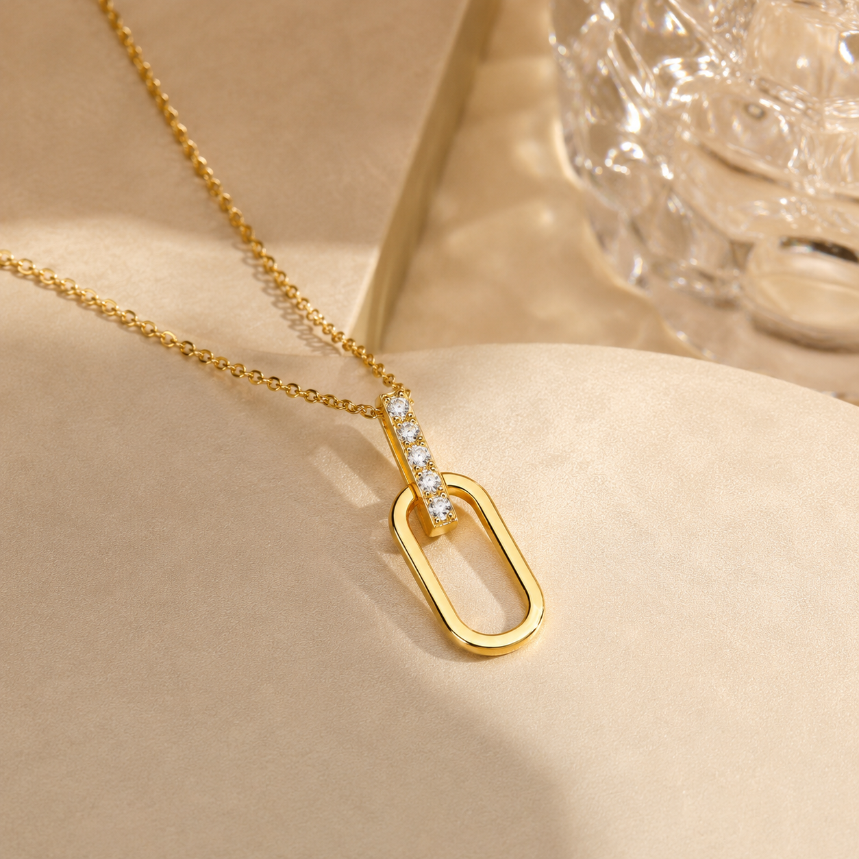 Royal Elegance Moissanite Pendant Necklace – 925 Sterling Silver & Gold Plated